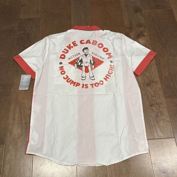 Disney Store Duke Caboom Button Up Shirt Mens Medium Bowling Shirt Toy Story 4 - Picture 3 of 3